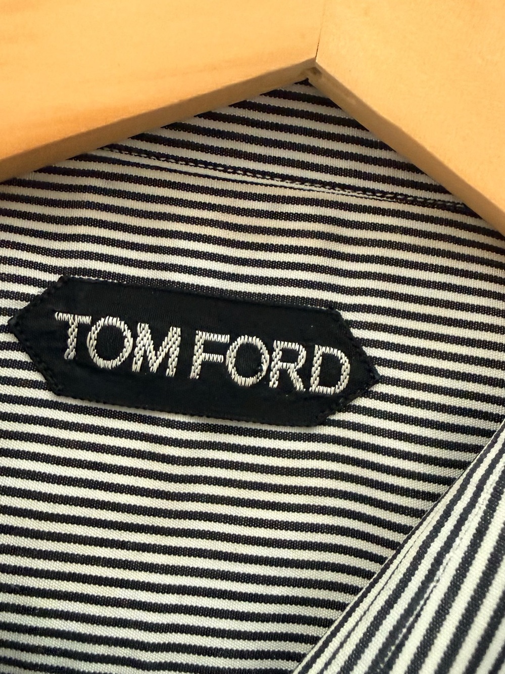 Tom Ford Black and White Striped Shirt with Embroidered Logo